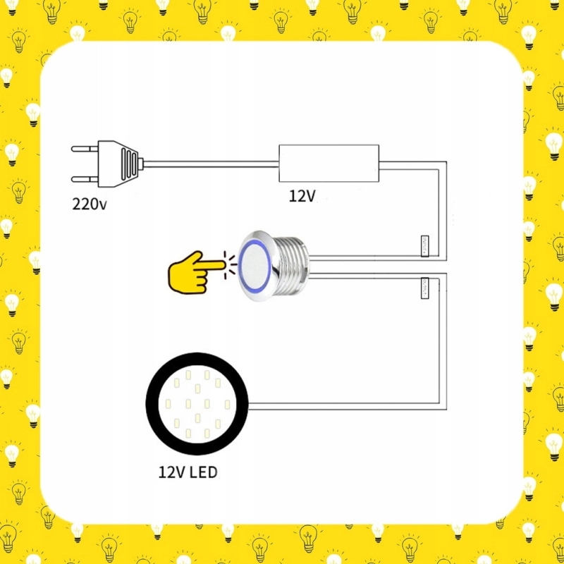 MINI ŚCIEMNIACZ DOTYKOWY WŁĄCZNIK DO TAŚM LED STEROWNIK MEBLOWY 12V 60W 5A