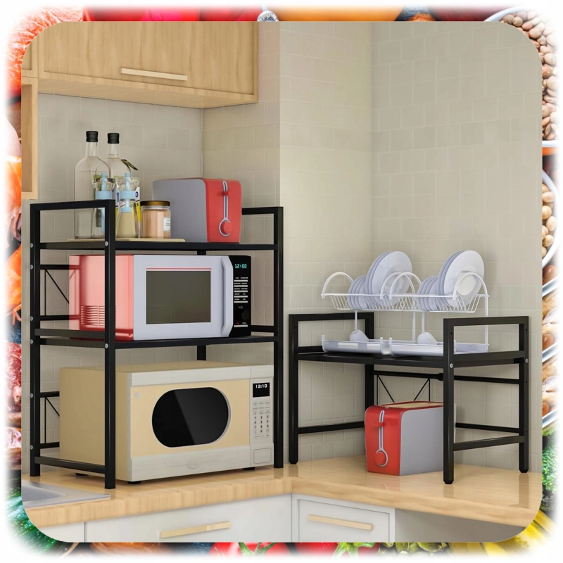 PÓŁKA NA MIKROFALÓWKĘ STOJAK REGAŁ KUCHENNY PRZYPRAWY REGULOWANA ROZSUWANA