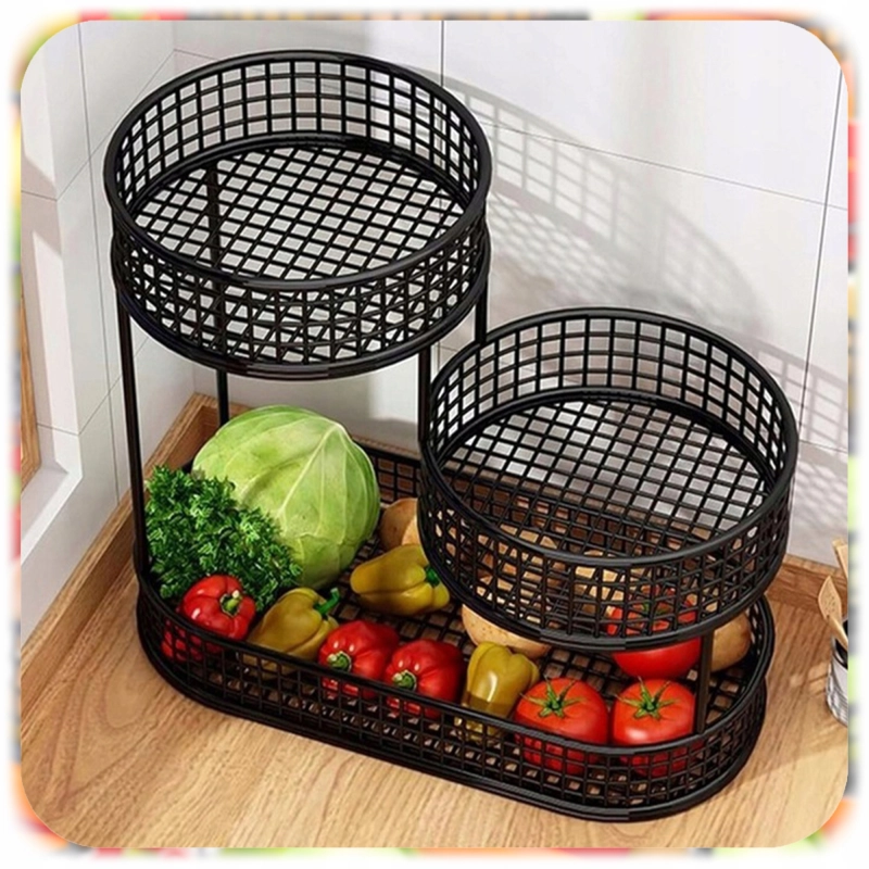 KOSZ NA OWOCE WARZYWA 3 POZIOMOWY METALOWY CZARNY KOSZYK STOJAK ORGANIZER