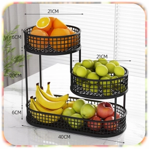 KOSZ NA OWOCE WARZYWA 3 POZIOMOWY METALOWY CZARNY KOSZYK STOJAK ORGANIZER