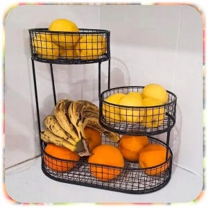 KOSZ NA OWOCE WARZYWA 3 POZIOMOWY METALOWY CZARNY KOSZYK STOJAK ORGANIZER