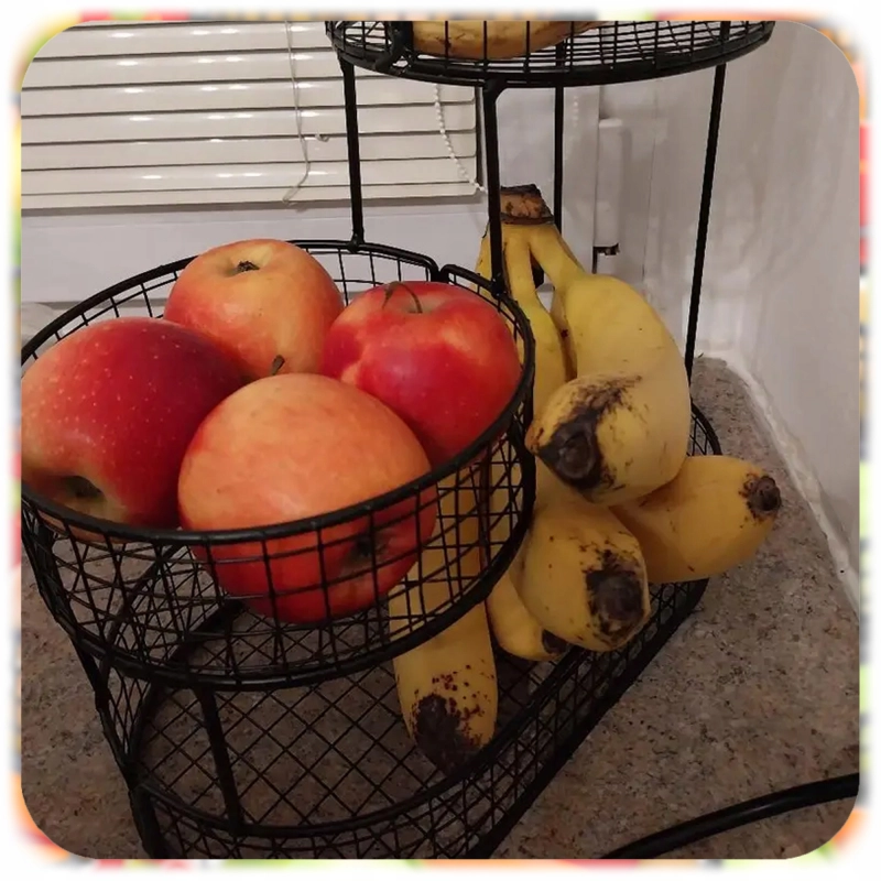 KOSZ NA OWOCE WARZYWA 3 POZIOMOWY METALOWY CZARNY KOSZYK STOJAK ORGANIZER