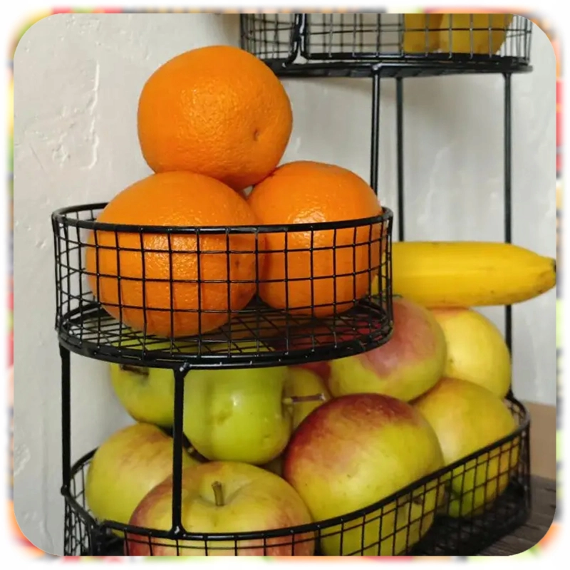 KOSZ NA OWOCE WARZYWA 3 POZIOMOWY METALOWY CZARNY KOSZYK STOJAK ORGANIZER