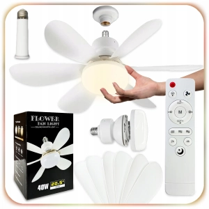 WENTYLATOR Z LAMPKĄ LED WIATRAK SUFITOWY ŻYRANDOL 52 CM DUŻY + PILOT 40W