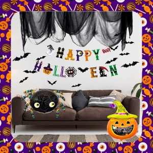XL ZESTAW DEKORACYJNY NA HALLOWEEN Balony Girlanda Ozdoby Pająki Dynia 72EL