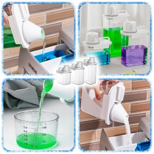 ZESTAW 3SZT POJEMNIK NA PROSZEK DO PRANIA Z MIARKĄ PŁYN DO PŁUKANIA PUDEŁKO