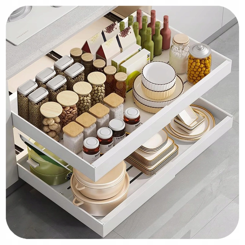 SZUFLADA REGULOWANA Teleskopowa Półka Wysuwana Wkład do Szafki Kuchennej