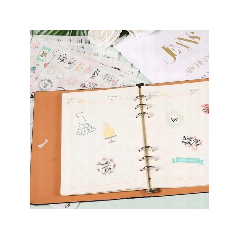 NAKLEJKI SAMOPRZYLEPNE ZESTAW 436 SZT A4 ARKUSZE KOLOROWE ŚLUBNE WESELE