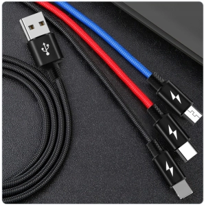 KABEL 3A ŁADOWARKA 3W1 IPHONE / MICRO USB / TYP-C