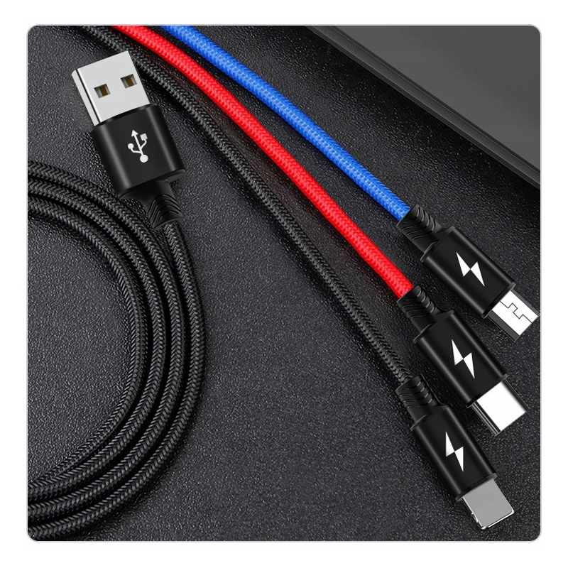KABEL 3A ŁADOWARKA 3W1 IPHONE / MICRO USB / TYP-C