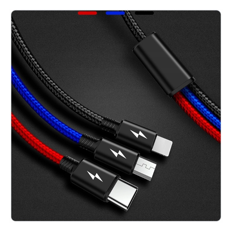 KABEL 3A ŁADOWARKA 3W1 IPHONE / MICRO USB / TYP-C