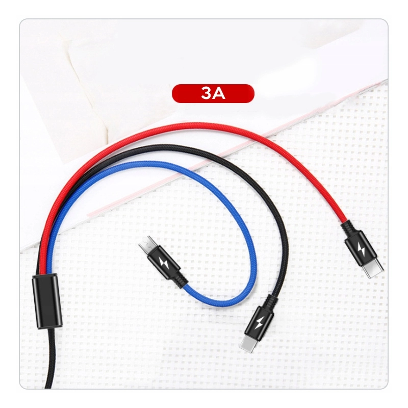 KABEL 3A ŁADOWARKA 3W1 IPHONE / MICRO USB / TYP-C