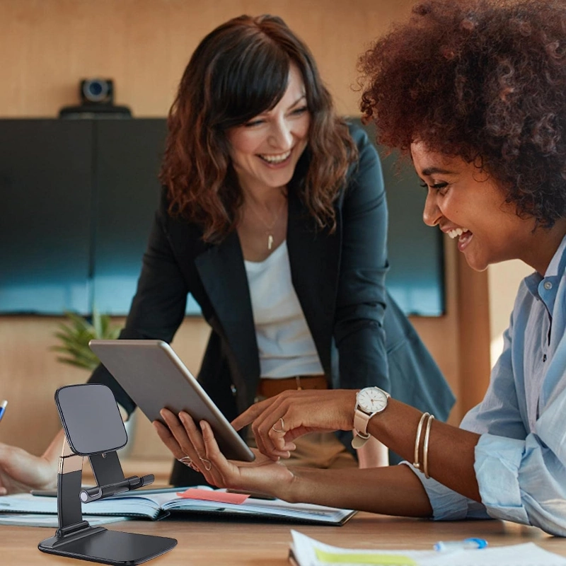 PODSTAWKA STOJAK NA TELEFON TABLET UCHWYT SKŁADANY STABILNY REGULACJA CZARN