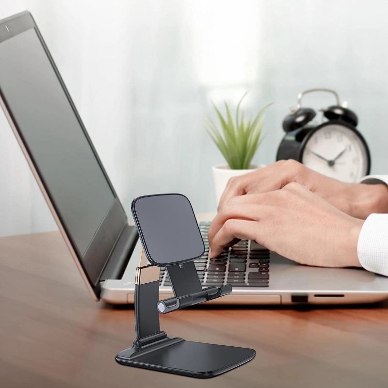 PODSTAWKA STOJAK NA TELEFON TABLET UCHWYT SKŁADANY STABILNY REGULACJA CZARN