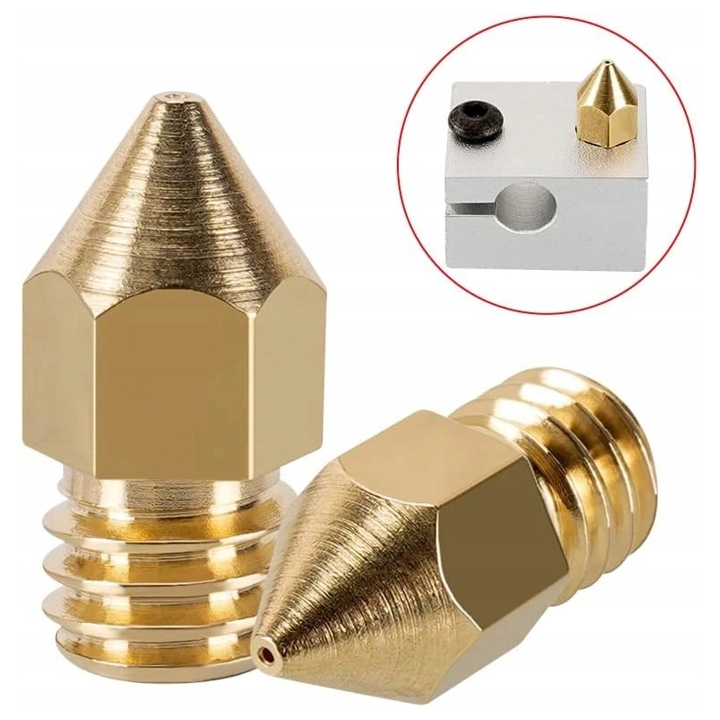 Dysza Mosiężna Brass MK8 0.4mm M6 Zestaw 5x Creality Ender 3 Pro V2