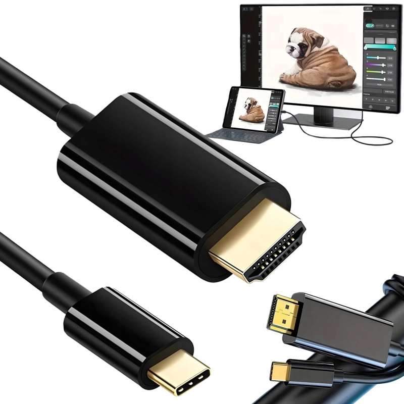 KABEL ADAPTER USB-C HDMI 3.1 Przejściówka 2M 4K 60Hz MHL