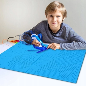 DUŻA MATA SILIKONOWA SZABLONY FORMA WZORY DŁUGOPIS 3D XL 44x28CM NIEBIESKA