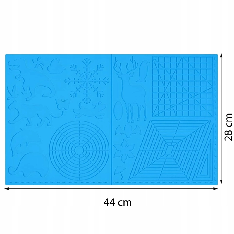 DUŻA MATA SILIKONOWA SZABLONY FORMA WZORY DŁUGOPIS 3D XL 44x28CM NIEBIESKA