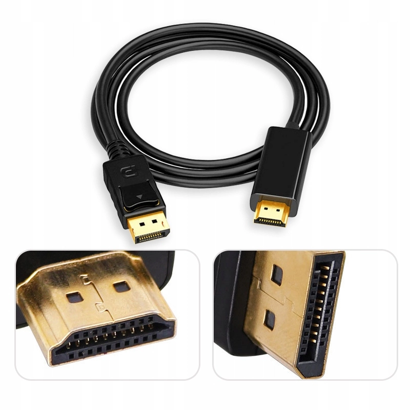 KABEL DISPLAYPORT do na HDMI DP 2m 4K FULL HD ULTRA HD OBRAZ + DŹWIĘK