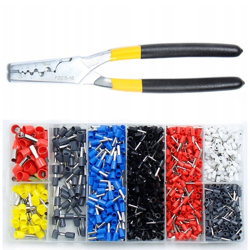 PRASKA ZACISKARKA DO TULEJEK PRZEWODÓW KONEKTORÓW + 1800 KOŃCÓWEK 0