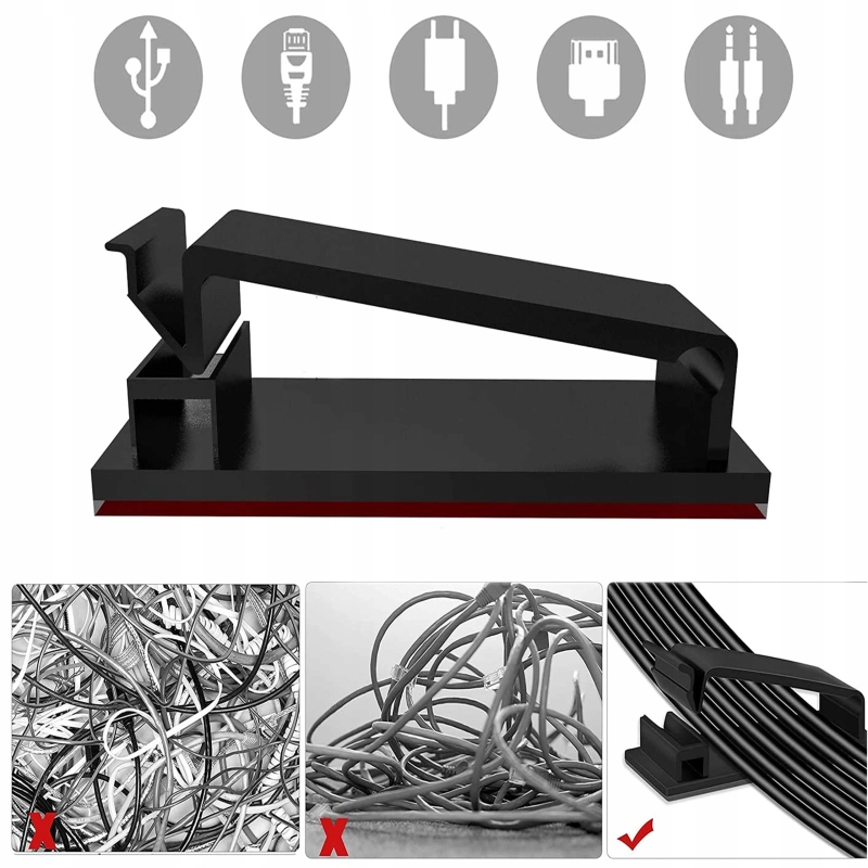 ZESTAW ORGANIZER DO KABLI XL OPLOT UCHWYT KLIPS OPASKA KABLOWA MASKOWNICA