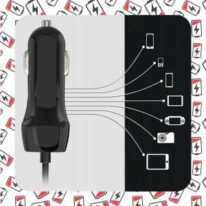 ŁADOWARKA KABEL 3W1 GNIAZDO ZAPALNICZKI TYP-C LIGHTNING MICROUSB DO AUTA 1M