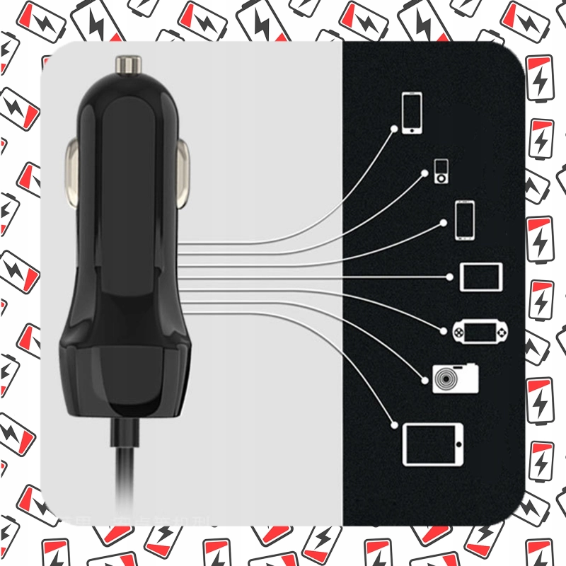 ŁADOWARKA KABEL 3W1 GNIAZDO ZAPALNICZKI TYP-C LIGHTNING MICROUSB DO AUTA 1M