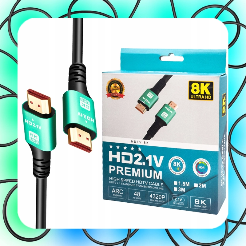 KABEL HDMI 2.1 V PREMIUM ULTRA HIGH SPEED UHD 8K 4K144Hz 10m 8K Monitor