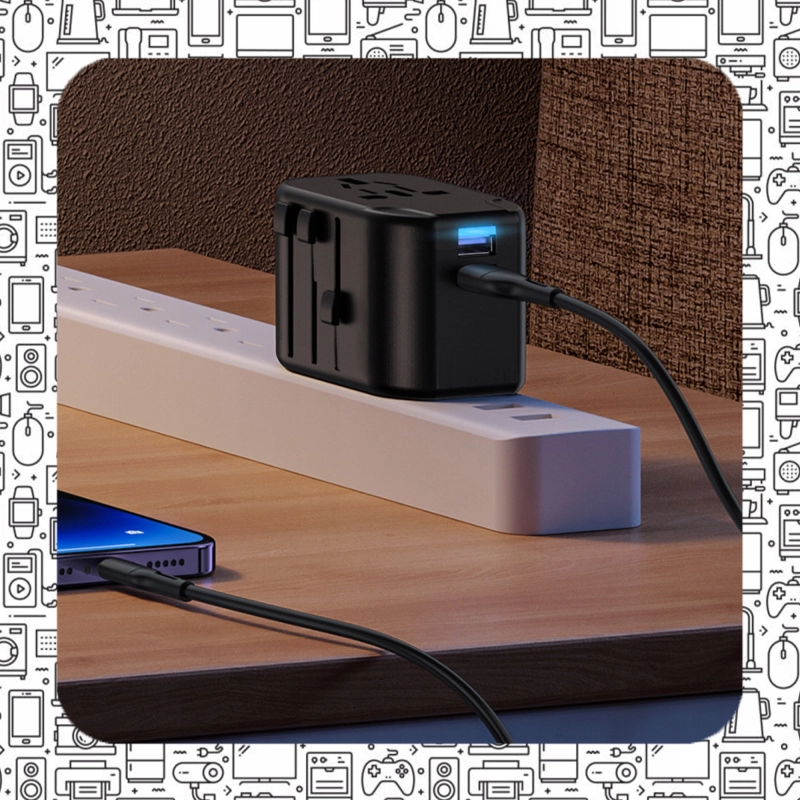 UNIWERSALNY ADAPTER SIECIOWY PODRÓŻNY PRZEJŚCIÓWKA USA UK EU ŁADOWARKA 2USB