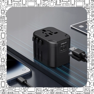 UNIWERSALNY ADAPTER SIECIOWY PODRÓŻNY PRZEJŚCIÓWKA USA UK EU ŁADOWARKA 2USB