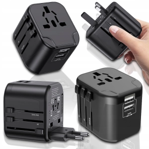 UNIWERSALNY ADAPTER SIECIOWY PODRÓŻNY PRZEJŚCIÓWKA USA UK EU ŁADOWARKA 2USB