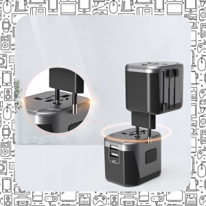 UNIWERSALNY ADAPTER SIECIOWY PODRÓŻNY PRZEJŚCIÓWKA USA UK EU ŁADOWARKA 2USB