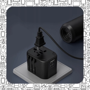 UNIWERSALNY ADAPTER SIECIOWY PODRÓŻNY PRZEJŚCIÓWKA USA UK EU ŁADOWARKA 2USB