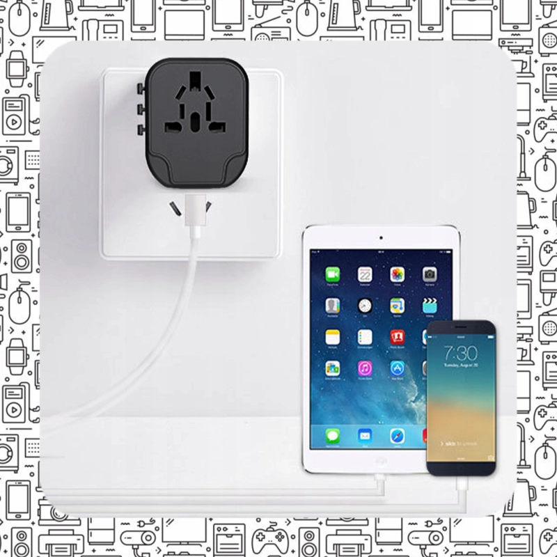 UNIWERSALNY ADAPTER SIECIOWY PODRÓŻNY PRZEJŚCIÓWKA USA UK EU ŁADOWARKA 2USB