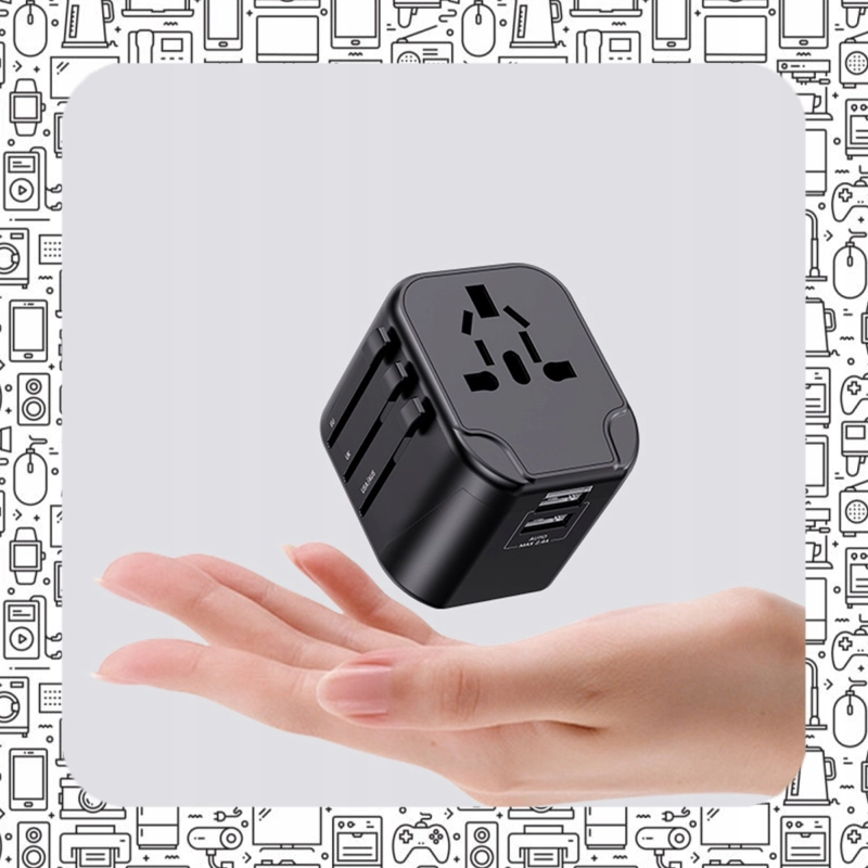 UNIWERSALNY ADAPTER SIECIOWY PODRÓŻNY PRZEJŚCIÓWKA USA UK EU ŁADOWARKA 2USB