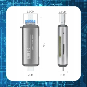 CZYTNIK KART ADAPTER USB 3.0 TYP USB-C SD microSD SDHC TF PLUG&PLAY