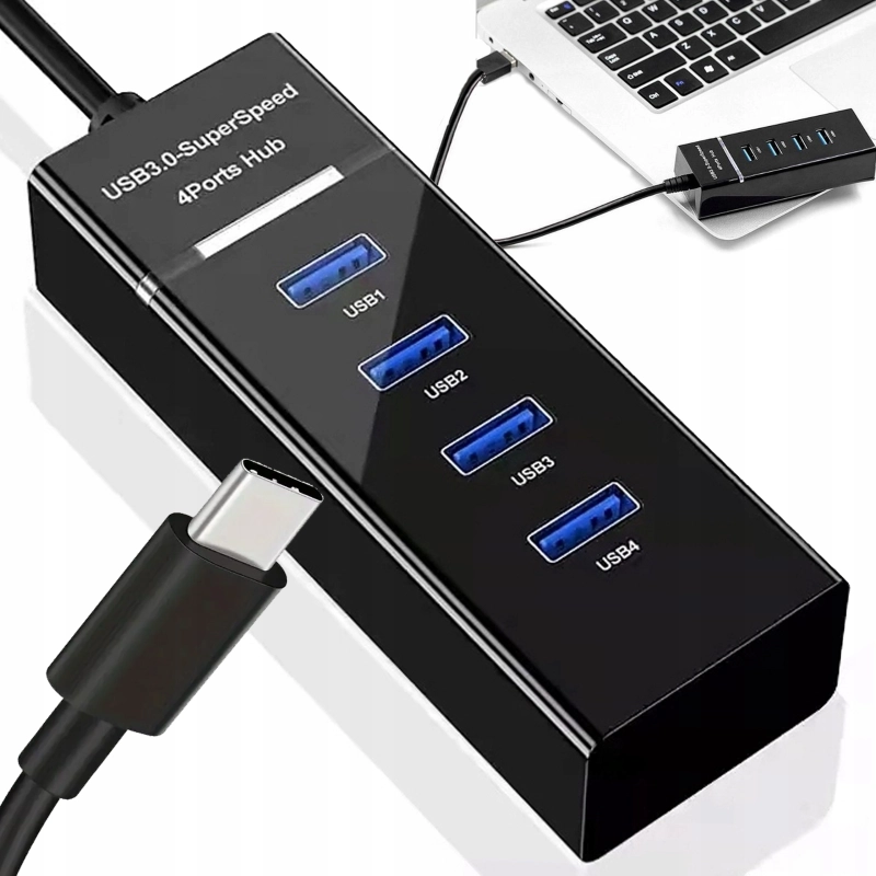 HUB USB C ROZDZIELACZ 4 PORTÓW ROZGAŁĘŹNIK SZYBKI USB 3.0 4 PORTY 5 Gb/s