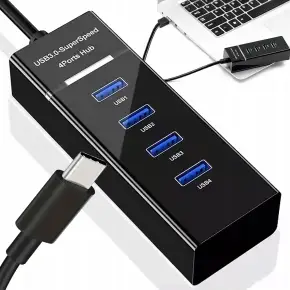 HUB USB C ROZDZIELACZ 4 PORTÓW ROZGAŁĘŹNIK SZYBKI USB 3.0 4 PORTY 5 Gb/s