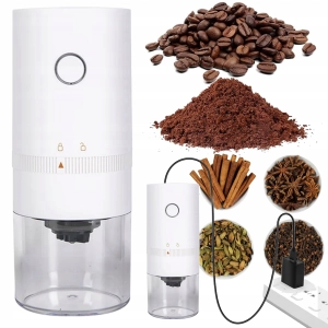 ELEKTRYCZNY MŁYNEK DO KAWY ORZECHÓW ZBÓŻ ŻARNOWY MOCNY AKUMULATOROWY USB